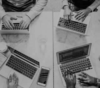 team busy writing content